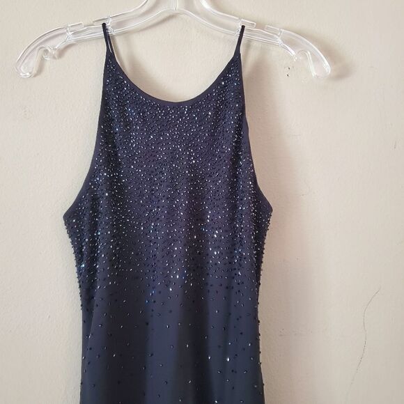 CHELSEA NIGHTS Women's Maxi Dress Black Size 8 Embellished Y2K Prom Gothic - Picture 6 of 9